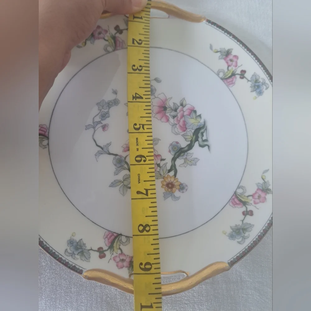 Vintage Noritake Two Handle Serving Round Plate Fortuna Gold Rim Made in Japan